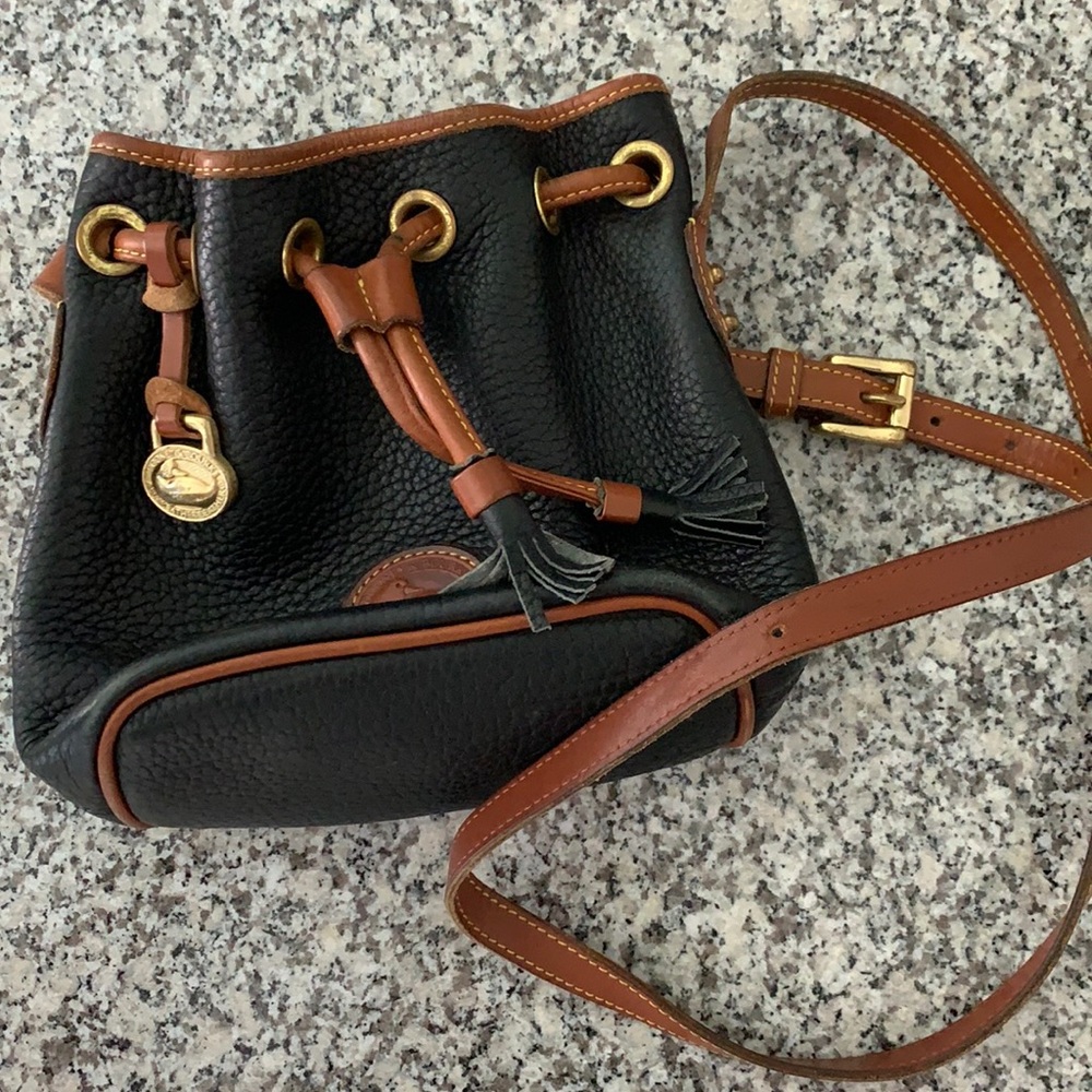 Vintage Dooney & Bourke Drawstring Leather Bucket Bag